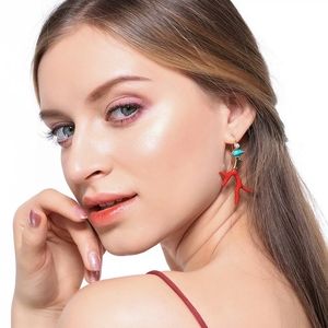 Coral Branch Turquoise Pearl Fashion Earrings
